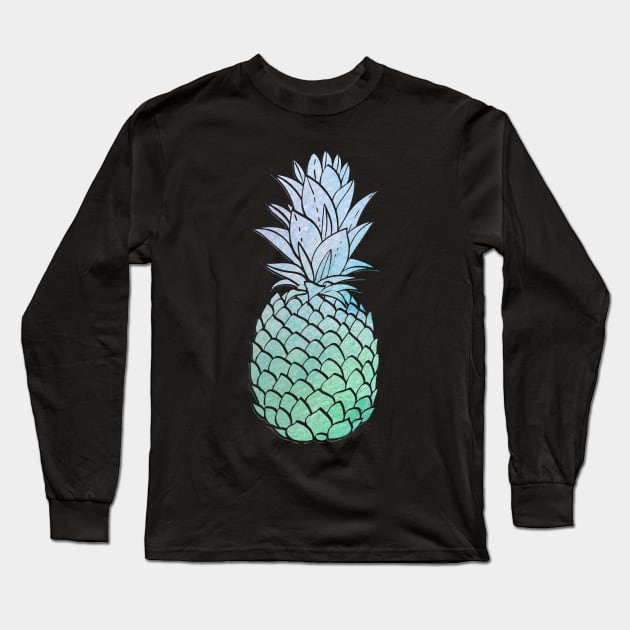 Purple And Blue Pineapple - Cute Sweet Fruit Pineapple Black Long Sleeve T-Shirt by mangobanana
